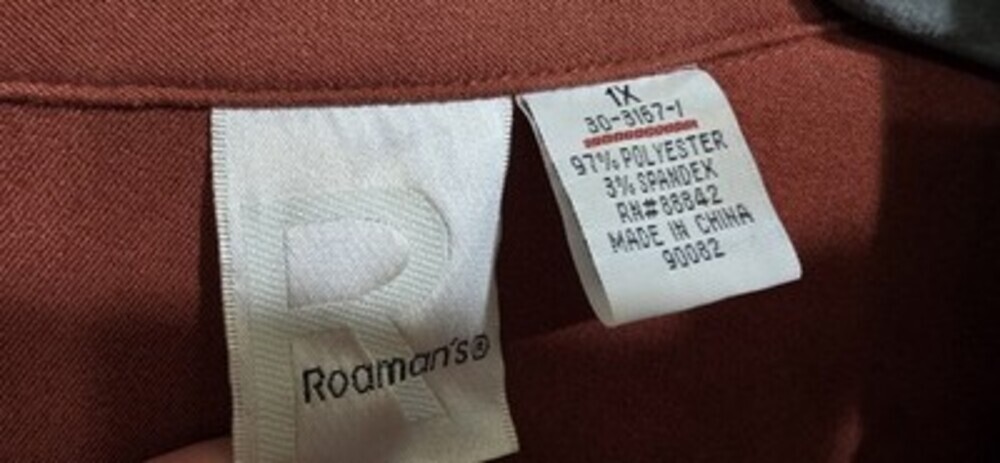 Roaman's Solid Rust Red Moleskin 2 Pocket Long Sleeve Button Up Blouse SZ 1X - Picture 3 of 7